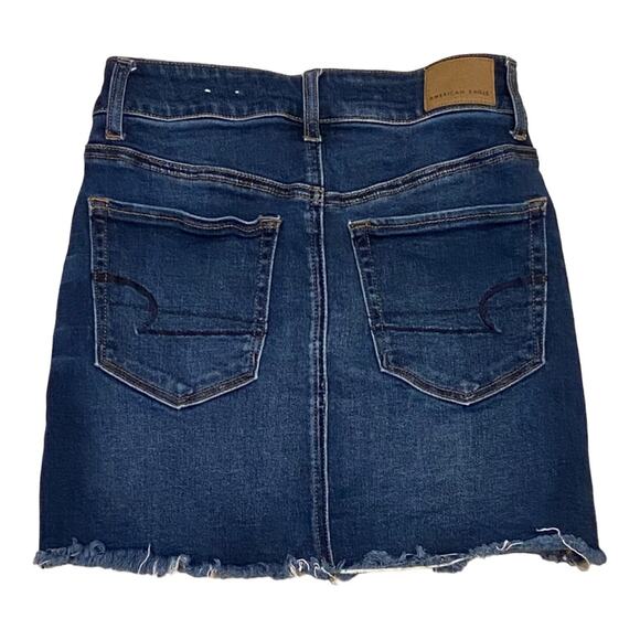 American Eagle Hi-Rise Mini Jean Skirt Raw Hem Women’s Size 0 - Picture 2 of 6